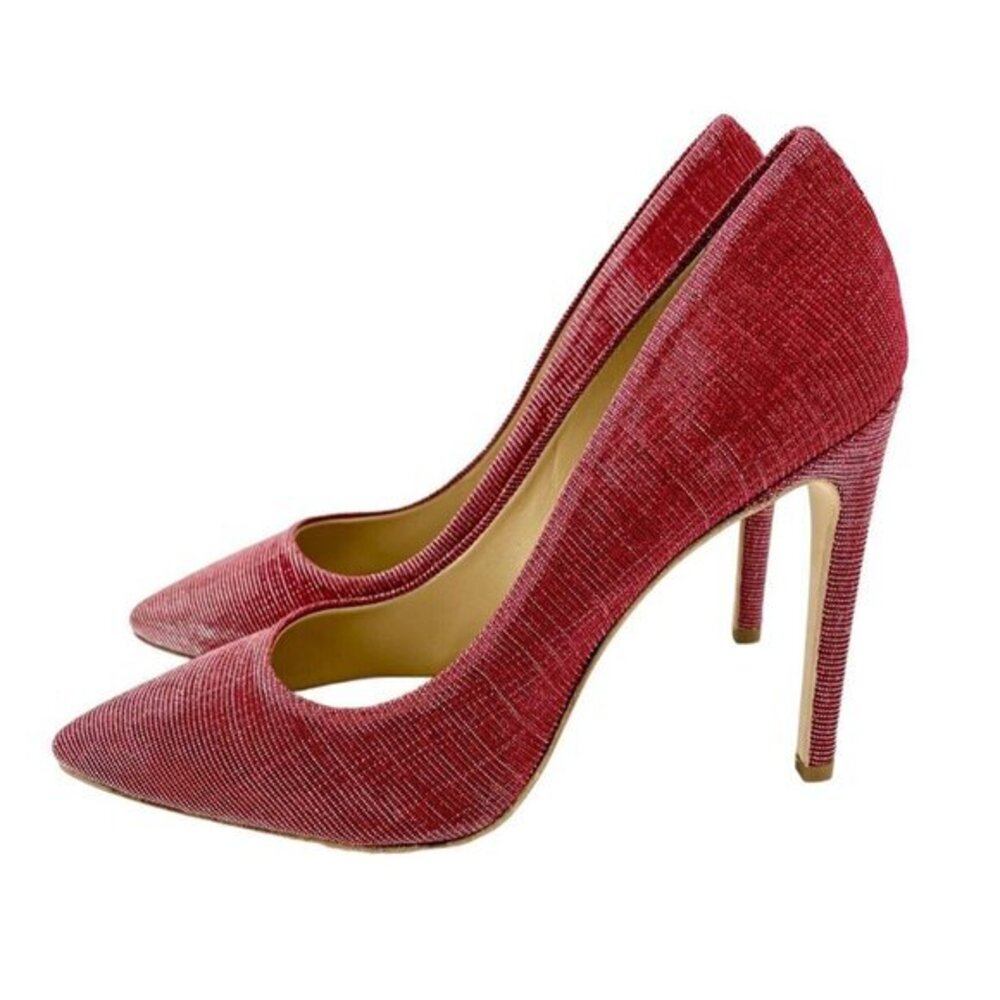 L'Arianna Red Glitter Mesh Stiletto Pumps Made in Italy SZ 38 EU 7.5 US NIB
